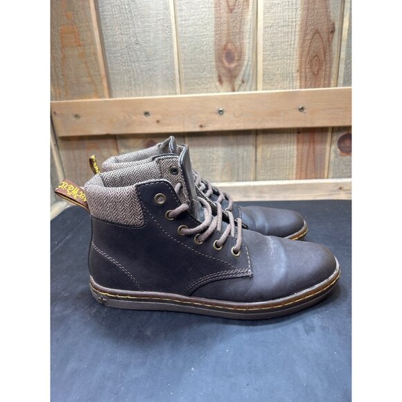 Dr. Martens Womens Brown Leather Herringbone Collar Lace-Up Boots Size 7 EU38 - Picture 1 of 9